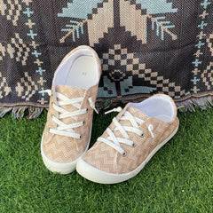 Women's Geometric Striped Flat Sports Sneakers