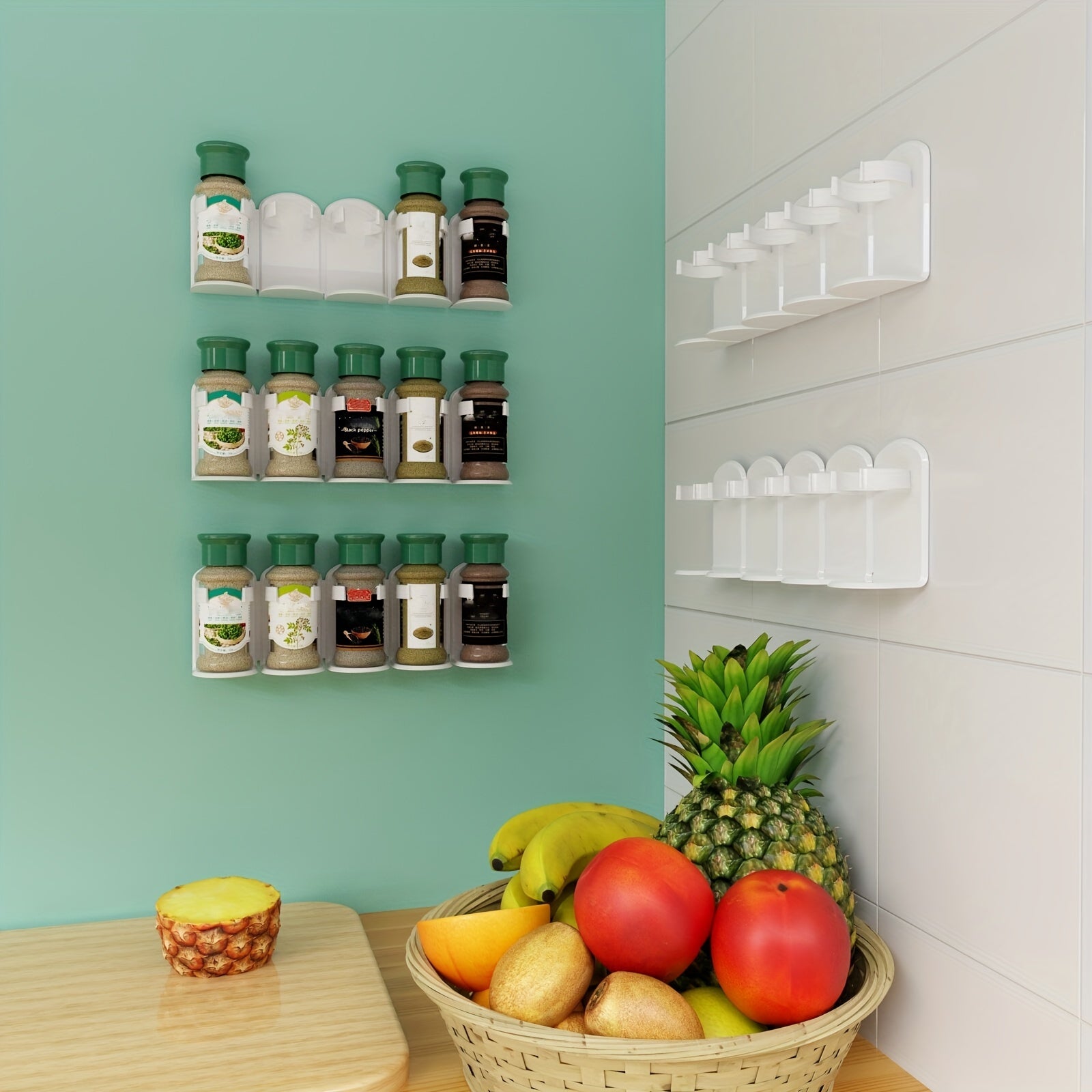 Wall Mounted Spice Jar Holder for Kitchen Organization