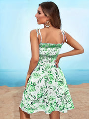 Floral Print Spaghetti Dress Backless Cami Dress