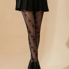 High Waist Fishnet Tights with Star Pattern Women's Stocking