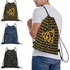 Ancient Egyptian Drawstring Bag Hieroglyphs School Beach Travel Pouch