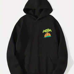 Coconut Tree Print Hoodie Men's Graphic Pullover Hooded Sweatshirt