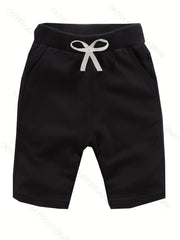 2pcs Boys Solid Elastic Waist Shorts Quick Drying Drawstring Beach Outdoor