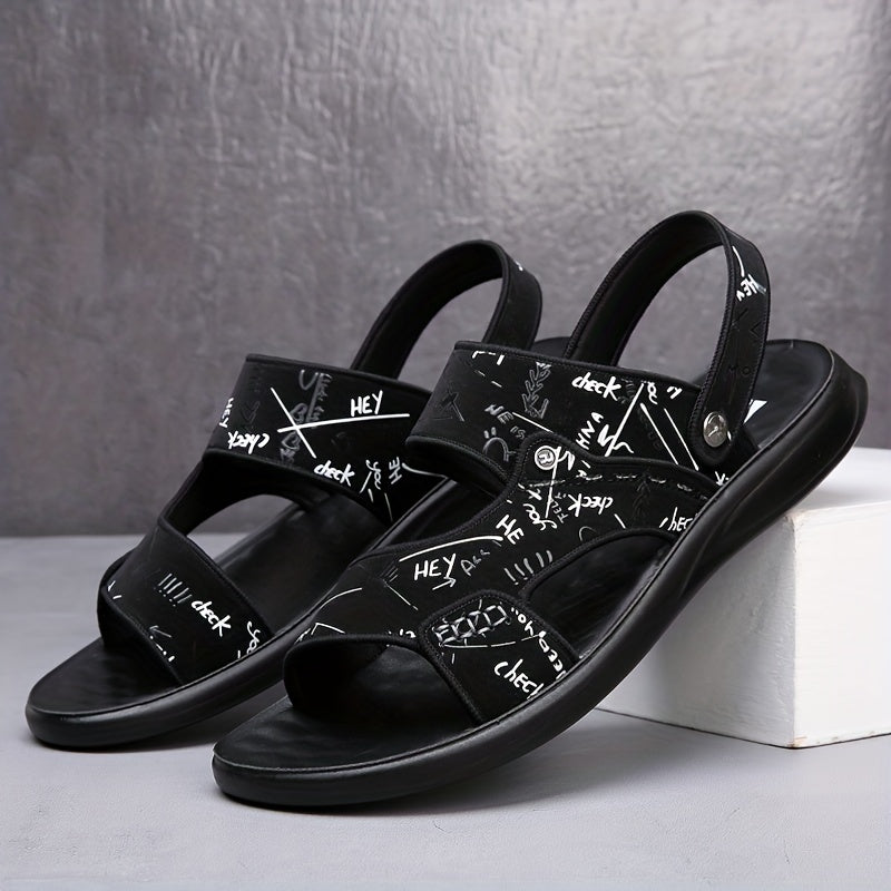Men's Letter Print Slip-On Slide Sandals Outdoor Walking Shoes