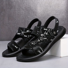 Men's Letter Print Slip-On Slide Sandals Outdoor Walking Shoes