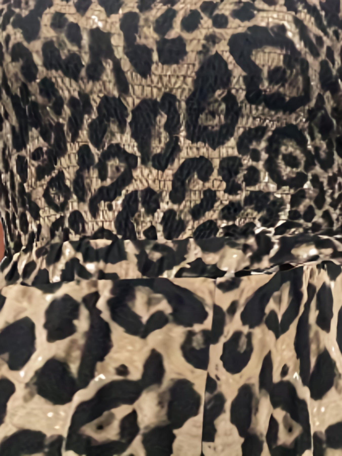 Leopard Print Shirred Tube Jumpsuit Backless Casual Jumpsuit