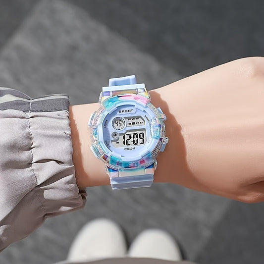 Unisex Sports Watch Glow Dark Date Alarm Durable Rubber Strap Multifunctional