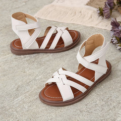 Girls' Solid Open Toe Sandals Lightweight Breathable Beach Summer Shoes