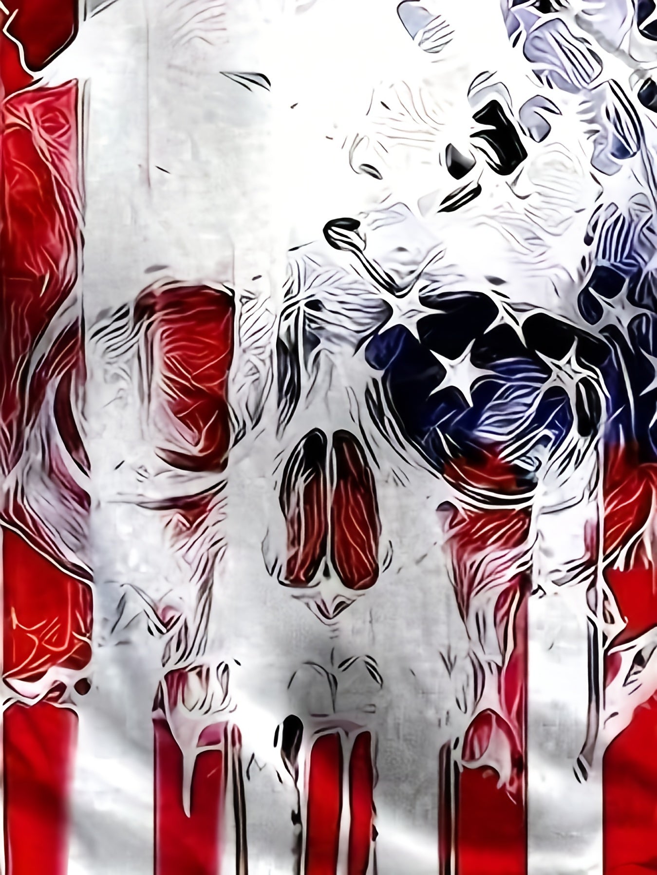 Skull & Flag Print Men's Long Sleeve T-shirt