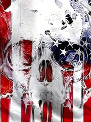 Skull & Flag Print Men's Long Sleeve T-shirt