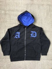 Letter Print Zip Up Hoodie Long Sleeve Casual Sweatshirt