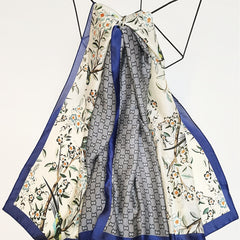 Silk Scarf Flower Print Thin Shawl Head Wrap Bandana Sunscreen Hija
