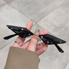 Y2K Rhombus Rimless Sunglasses Funny Tinted Candy Party Glasses