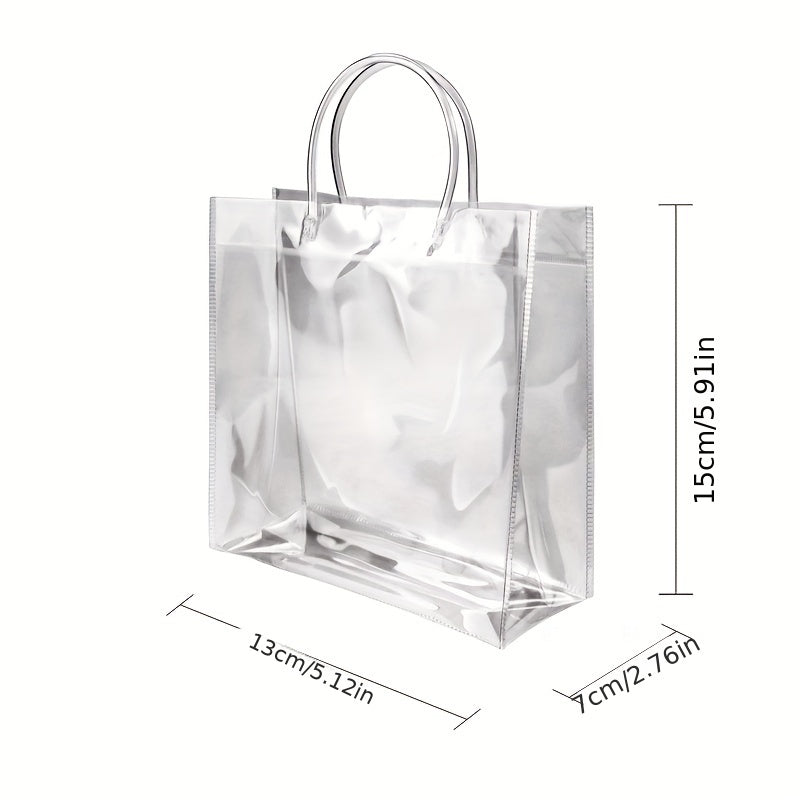 5pcs Transparent Plastic Gift Bags With Handle Reusable PVC Plastic Handbags