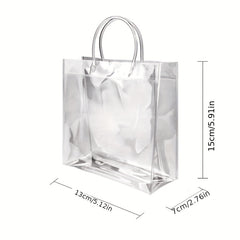 5pcs Transparent Plastic Gift Bags With Handle Reusable PVC Plastic Handbags