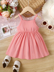 Holiday Bow Pleated Cami Dress For Toddler Baby Girls