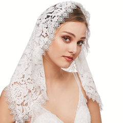 Bridal Lace Bandana Muslim Triangle Headwear Veil Short Gauze Shawl