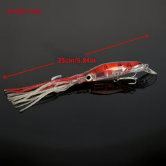 Bionic Squid Sea Fishing Lure Hard Bait w/ Skirt & Treble Hook Winter Tackle