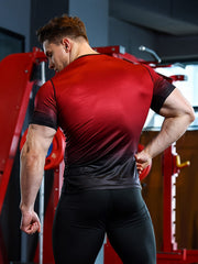 Men's Gradient Quick-dry Sports Compression Tee for Fitness Activities