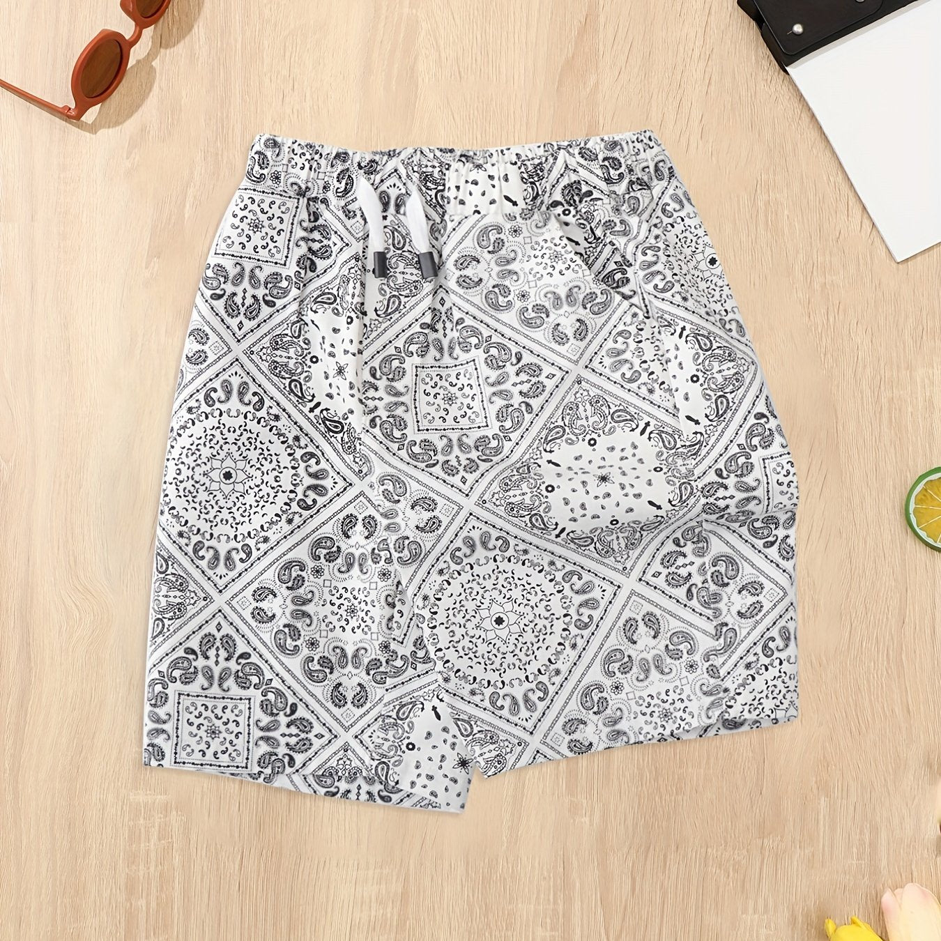 Boys Cotton Paisley Graphic Casual Shorts - Summer Style