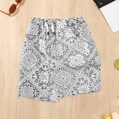 Boys Cotton Paisley Graphic Casual Shorts - Summer Style