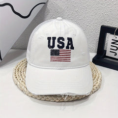 Washed Distressed Denim Trucker Hat Mesh Baseball Cap