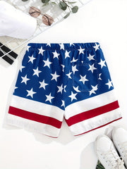 Star And Stripe Pattern Print Men s Swim Trunks Quick Dry Beach Shorts