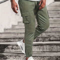 Men's Drawstring Cargo Pants Skinny Fit Jogger Pants