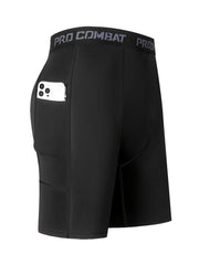 Men's Compression Shorts With Pocket Moisture Wicking Base Layer