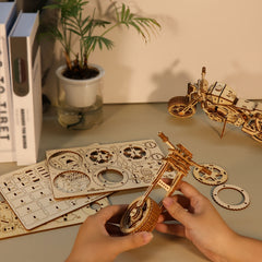 3D Motorcycle Puzzle Model Kit Wooden Craft Gift
