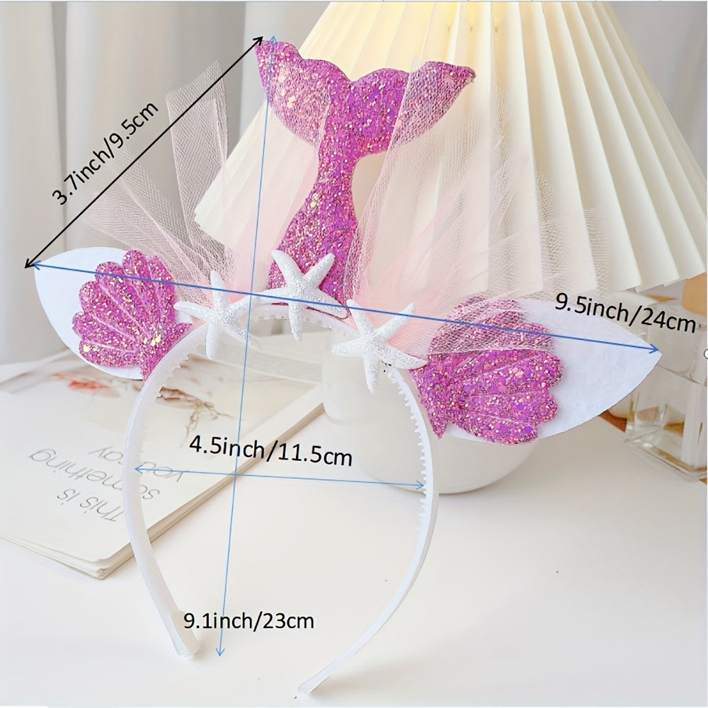 4pcs Mermaid Unicorn Hair Hoops Fairy Sequin Hair Accessories for Girls