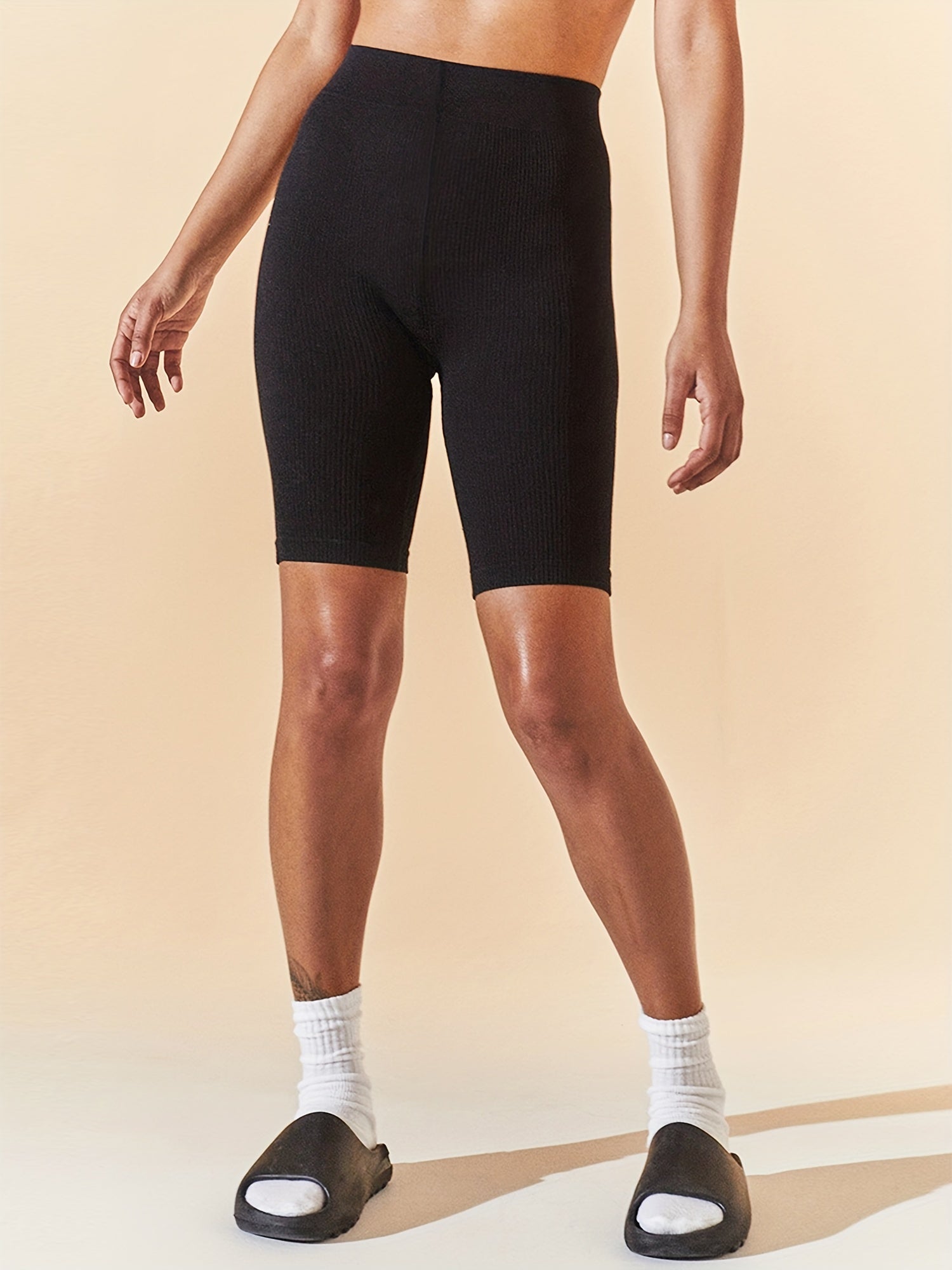 Ribbed High Waist Short Leggings for Women