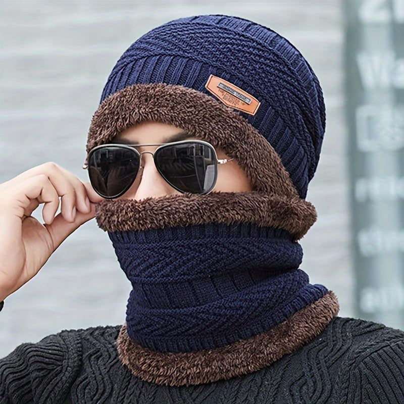 Men's Winter Knitted Hat Thickened Velvet Warm Hat