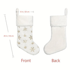 Snowy Christmas Stockings Faux Fur Hanging Ornaments Candy Gift Bags