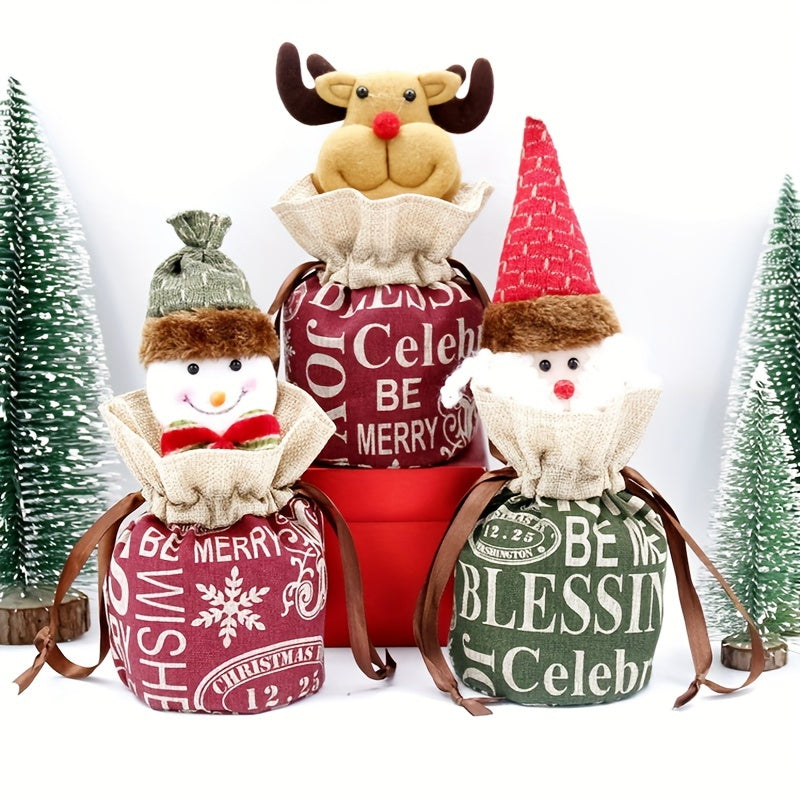 Christmas Candy Wrapping Bag Gift Packaging Elf Deer Snowman Party Decor