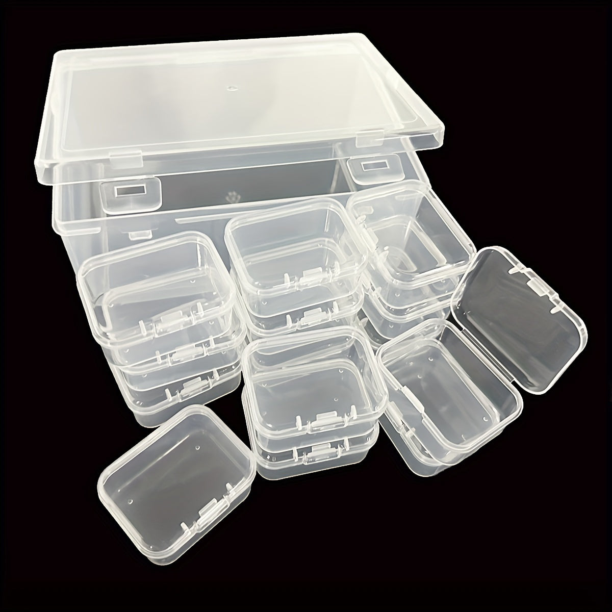 Small Plastic Bead Organizer Storage Boxes with Hinged Lid