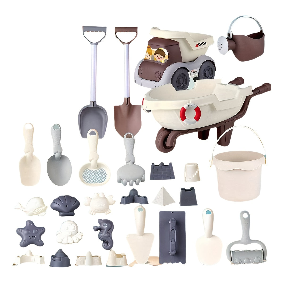 Beach Toy Set 18pcs Beach Truck and Stroller Set Pretend Play Fun Beach Toys