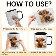 24pcs Sunflower Highland Cows UV DTF Wraps Stickers for Mugs, Glass & Ceramic