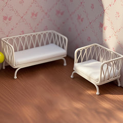 2pcs Metal Sofa w/ Cushion 1:12 Scale BJD Pretend Furniture Home Decor