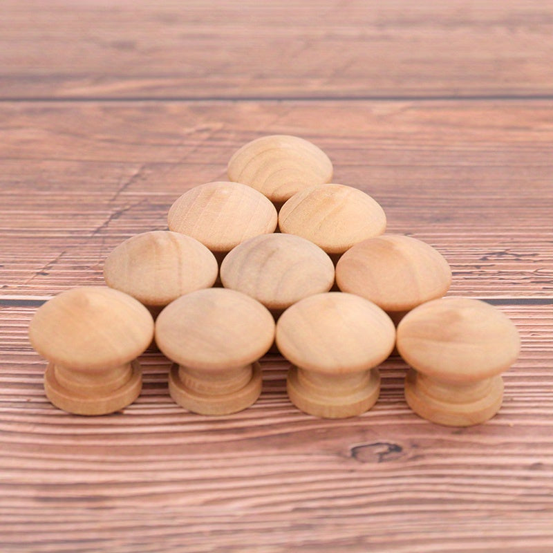 10pcs 44mm Round Mushroom Wood Cabinet Drawer Pull