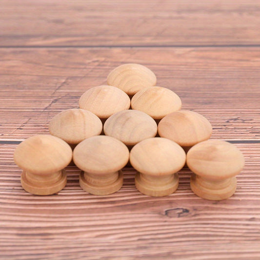 10pcs 44mm Round Mushroom Wood Cabinet Drawer Pull