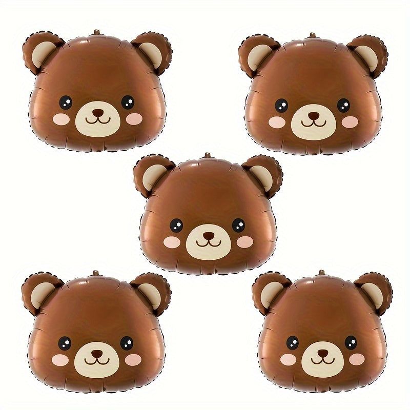 5pcs Giant Bear Head Balloons 60 Jungle Safari Forest Animals Bear Foil Balloons