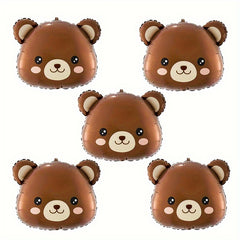 5pcs Giant Bear Head Balloons 60 Jungle Safari Forest Animals Bear Foil Balloons