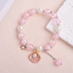 Girls Crystal Princess Bracelet With Shell Faux Pearl Decor