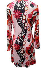 Floral Print Mini Dress V Neck Long Sleeve Casual Dress