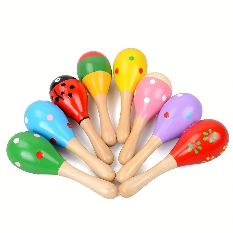 10 Pcs Colorful Wooden Rattles Sand Hammer Holiday Sand Hammer