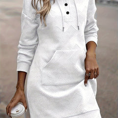 Solid Jacquard Hoodie Sweatshirt Dress