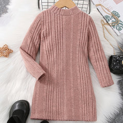 Girls Knitted Thermal Crew Neck Sweater Dress