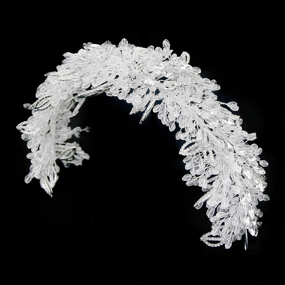 Beaded Crown Tiara Headbands for Wedding Dress