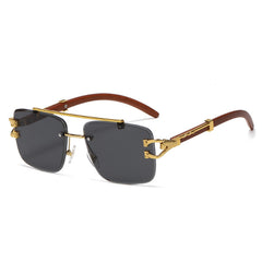 Wood Grain Leopard Head Sunglasses